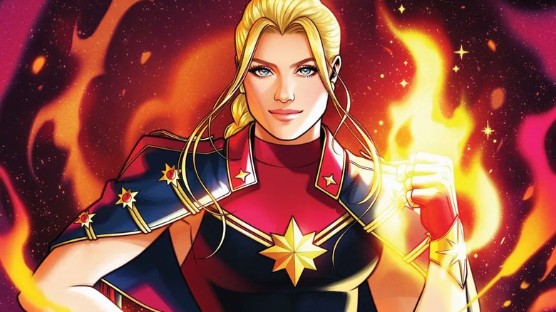 Captain Marvel with a fiery fist