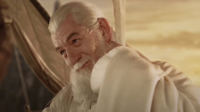 Gandalf leans on his staff