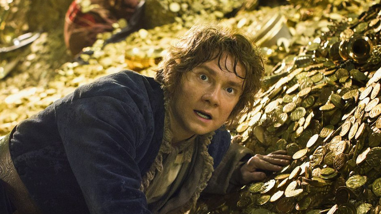 Bilbo on pile of gold