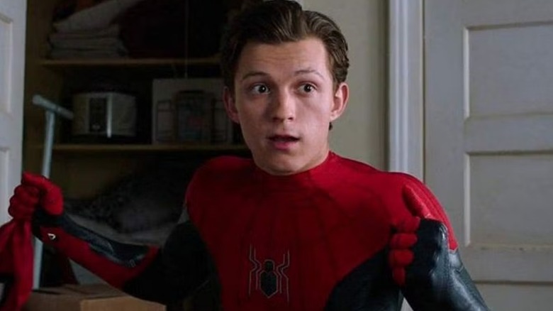 Peter Parker raising his eyebrows