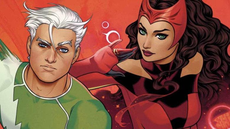 Scarlet Witch and Quicksilver using powers while staring