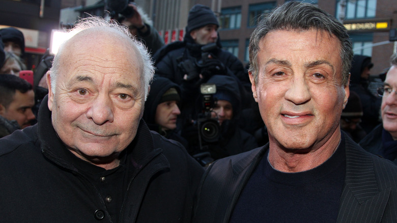 Sylvester Stallone and Burt Young smiling