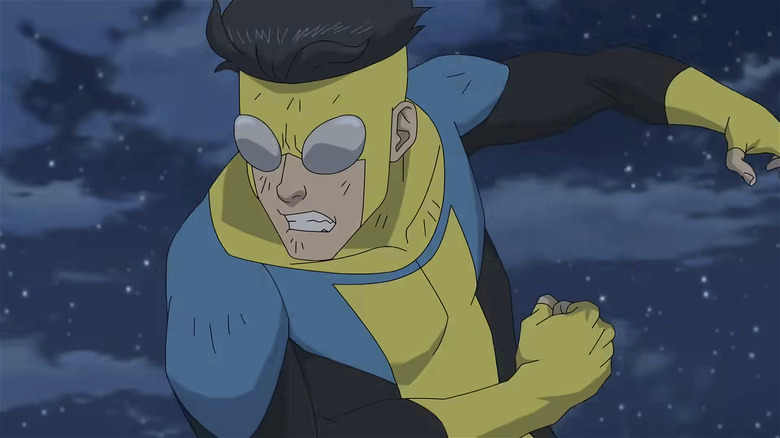 Invincible punching while gritting his teeth