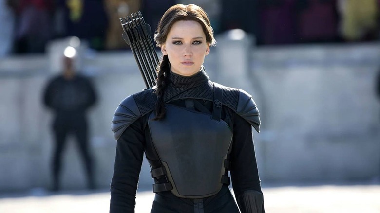 Katniss wearing armor